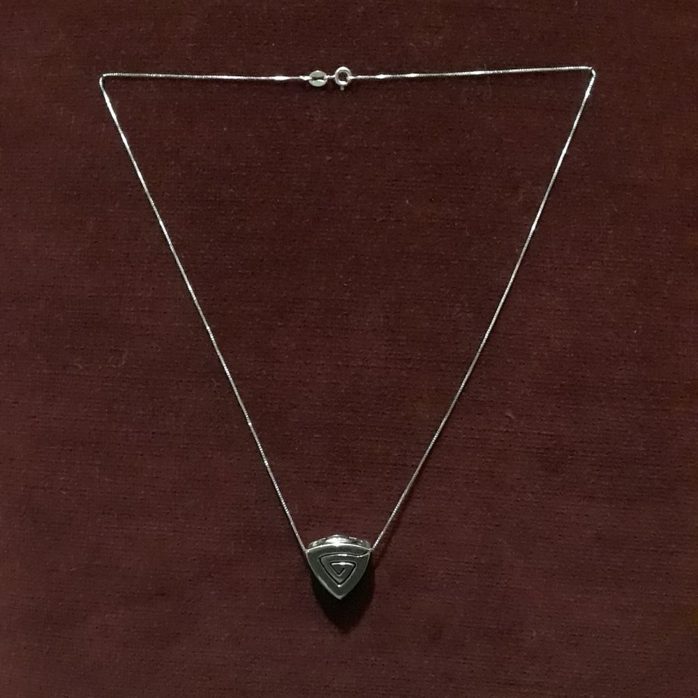 Reversible Triangular Sterling Silver Scroll Pend… - image 4